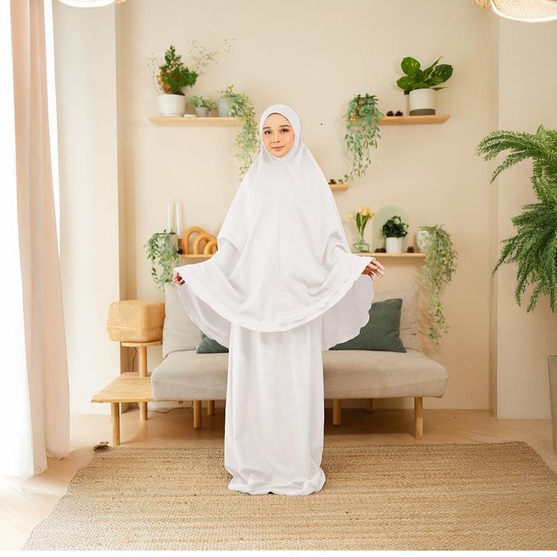 TELEKUNG KUNTUM (NEW LIVE SPECIAL) RINGAN SELESA DAN FLOWY UNTUK UMRAH HAJI White Awning Attire Labuh