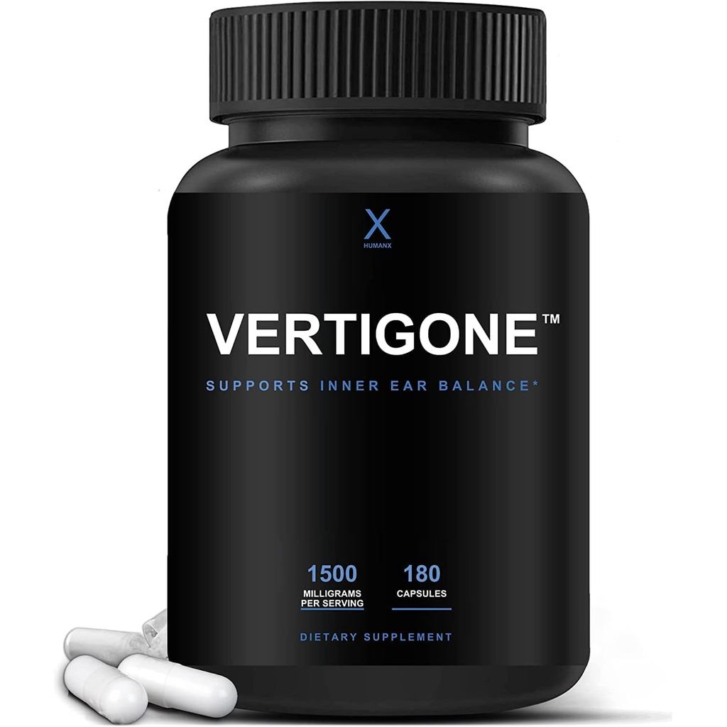 HUMANX VertiGone - Penyelesaian Vertigo - Bahan-Bahan Teruji Masa - Suplemen Keseimbangan Telinga Dalam Semula Jadi Kuno - Melegakan Pening, Mual, Rasa Pusing & Bergoyang - Bukan GMO - D