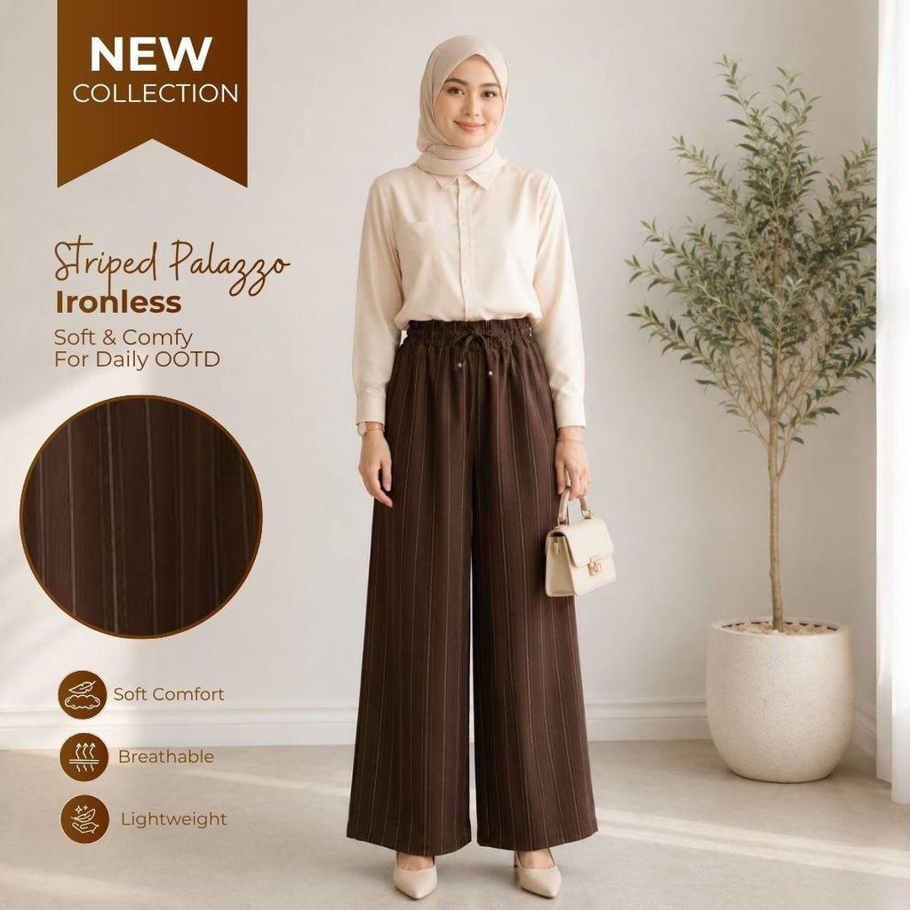 1406-STRP- KIARA Striped Pant Premium Stripe Suiting Kain Yang selesa effect jatuh kebawah yang cantik sesuai harian