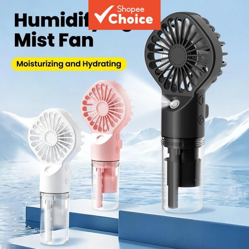 Portable Handheld Spray Fan, Mini Humidifier, 4 Speeds, Powerful Wind, USB-C Rechargeable, Water Spray Mist, Outdoor Kipas Semburan Mini Mudah Alih 4 Kelajuan Angin Kencang Boleh Cas Semula USB C Kabus Air Luar