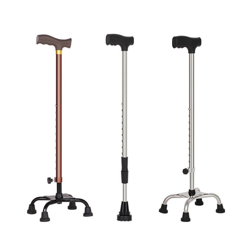 tongkat kerusi tongkat kaki 4 Four Corners Stainless Steel Thickened Adjustable Elderly Walking Cane
