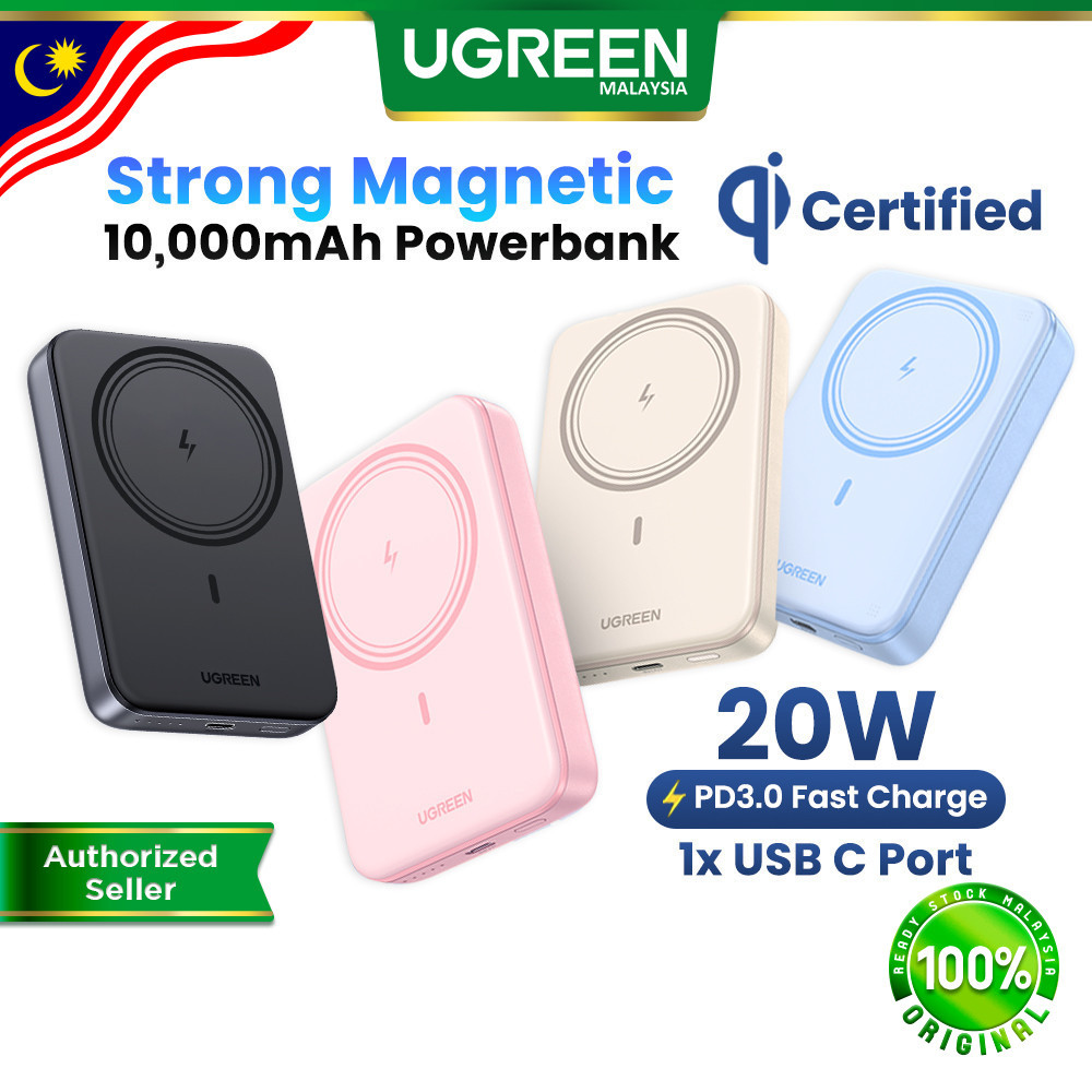 UGREEN 10000mAh Qi Magnetic Powerbank Wireless Fast Charging Magsafe PD3.0 20W Lightweight USB Type-C 15W iPhone 17 S26