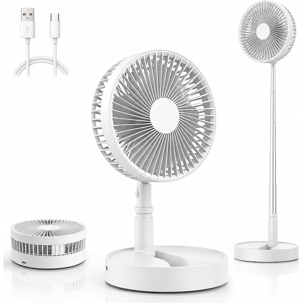 GALER Portable Table Fan, Foldable Floor Fan, 4-Speed Speed Regulating, Rechargeable Cordless 7200mAh Battery Capacity, Foldable Desktop Table Fan, Suitable for Bedroom, Offic