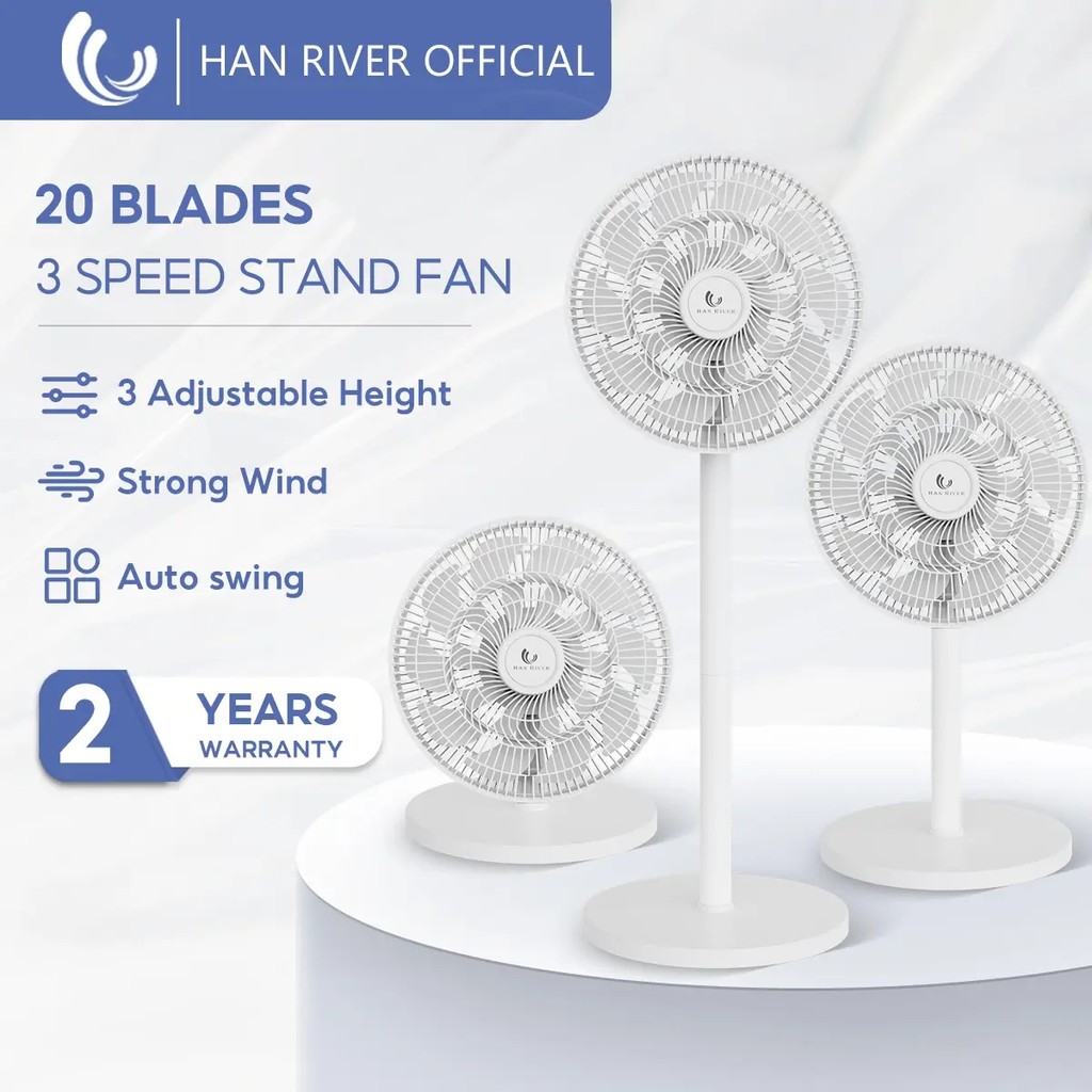HAN RIVER 20 Blade Standing Fan Electric Stand Fan Adjustable Fan Table Fan Air Circulation Fan HRFS07