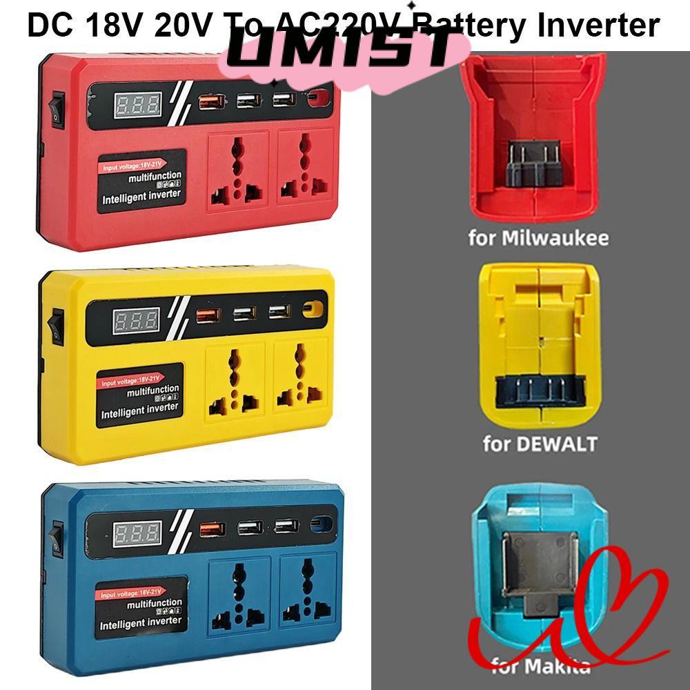 UMISTYDREAMC9 1Pcs Smart Transformer, Dual Plug 18v 20v To 220v Battery Inverter, with 4 USB LED Socket 120W Multifunctional Outdoor Work Inverter