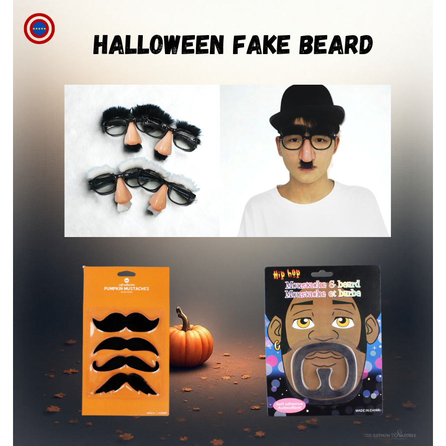 Halloween Disguise Glasses with Funny Nose & Fake Beard Mustache Hilarious Costume for Pranks, Parties & Nonstop Laughs