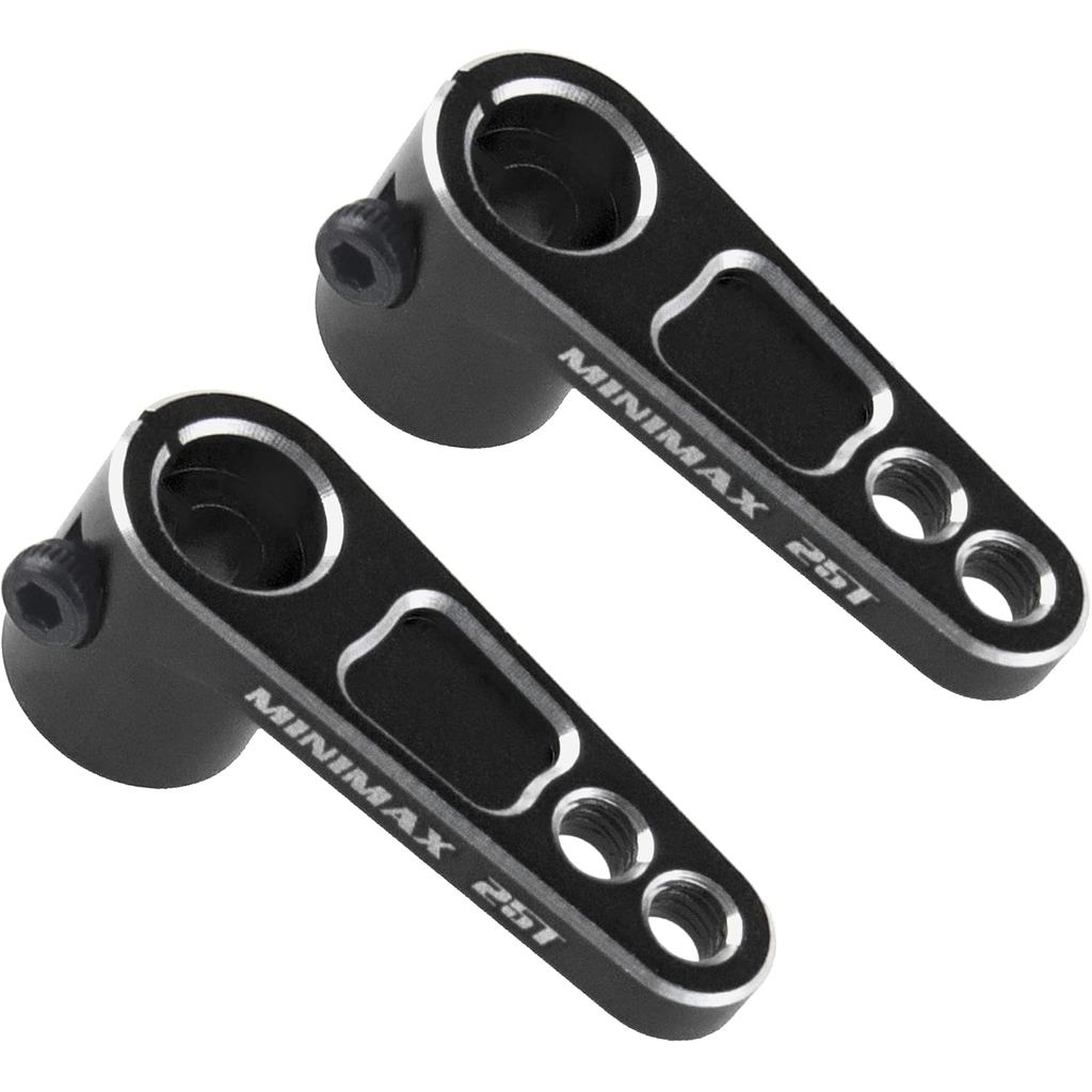 2Pek ShareGoo Metal 25T Servo Horn 25 Gigi Lengan Stereng Serasi dengan Motor Servo Futaba Savox Power HD Pengganti untuk Kereta RC Off-Road Crawler Drift Racing 1/8 1/10 (Hitam)