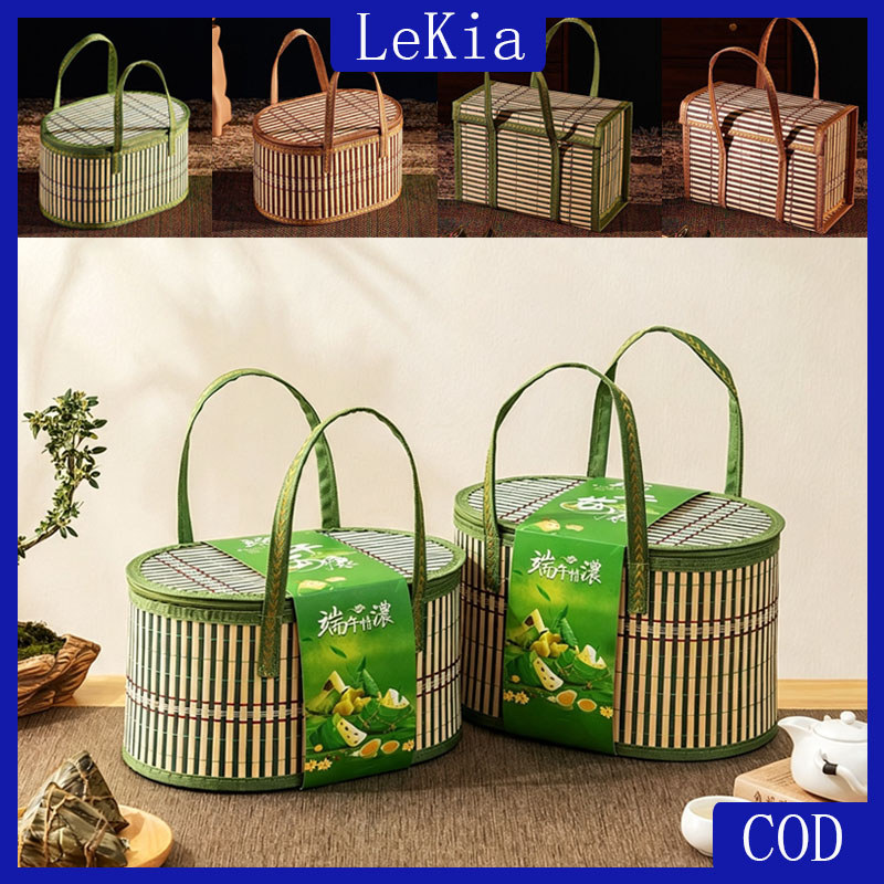 Foldable Bamboo Rattan Woven Basket Portable Storage Vegetable Organizer Picnic Basket Gift Box Bakul Anyaman