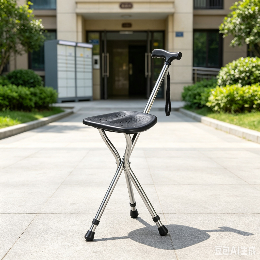 Walking Cane Stool Elderly Anti-slip Folding Walking Cane Chair--- &- &- * - *** -- & * -、walking aid、tongkat orang tua、tongkat lipat、tongkat 4 kaki、Foldable stick for elderly、 kaki 4、拐杖椅子