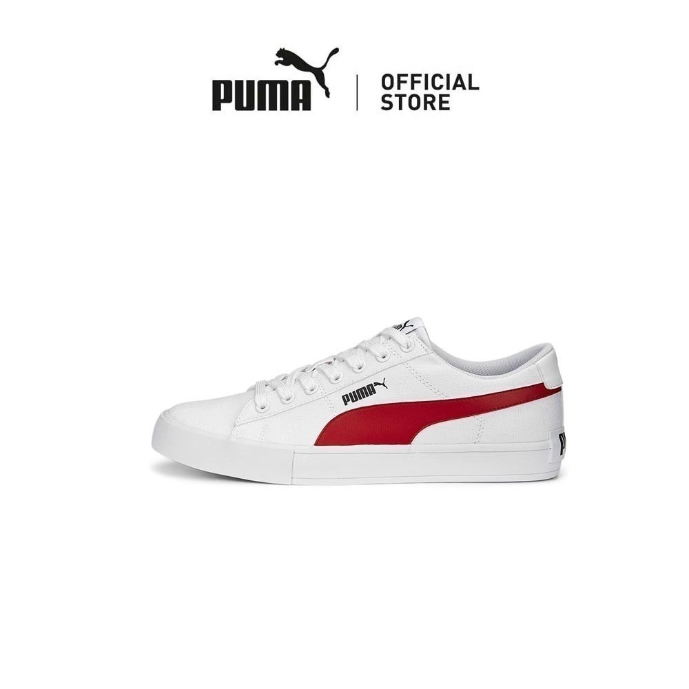 PUMA Unisex Bari Casual Canvas Sneakers (White-Red)