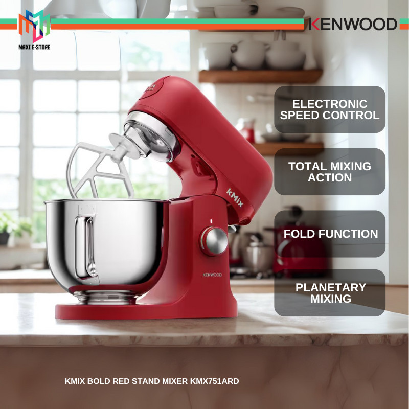 [ Minor Defect At Front ] Kenwood KMX751ARD kMix Bold Red Stand Mixer 1000W Planetary Mixing KVL85.004SI Mesin Pengadun