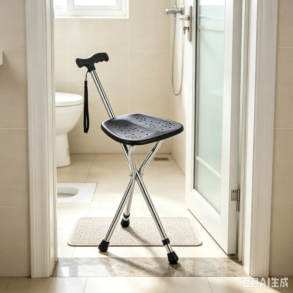 Walking Cane Stool Elderly Anti-Slip Folding Walking Cane Chair- &&&& -- &&& *** & ** &&&-、walking aid、tongkat orang tua、tongkat lipat、tongkat 4 kaki、Foldable stick for elderly、 kaki 4、拐杖椅子