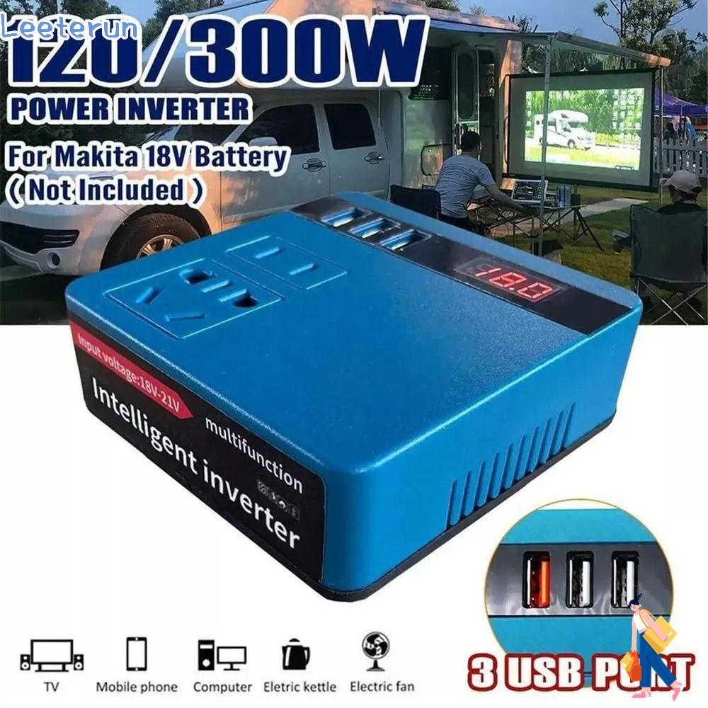 LEETERUN 1Pcs Battery Inverter, 120W Dual Plug Smart Transformer, Household Multifunctional 18V 20V To 220V Outdoor Work Inverter For Makita For Dewalt For Milwaukee 18V Battery