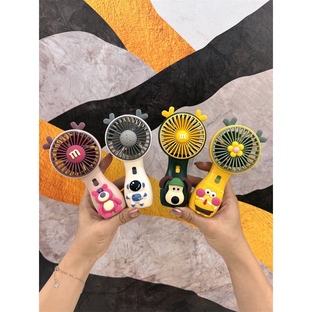 kipas usb kipas mini kipas mini bateri tahan lama 2024 New Style Handheld Small Fan Creative Cartoon Portable Portable Mini Mute usb Charging Children Primary School Students