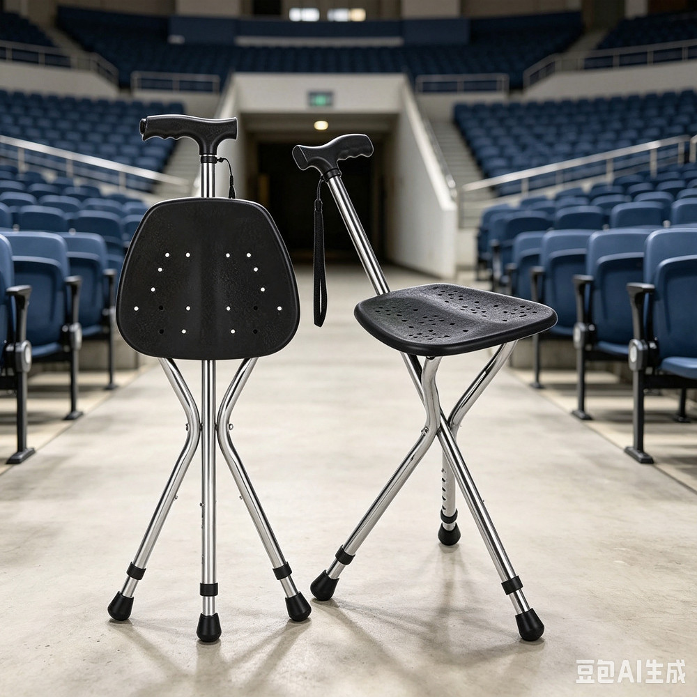 Walking Cane Stool Elderly Anti-slip Folding Walking Cane Chair、walking aid、 cane、tongkat orang tua、tongkat lipat、tongkat 4 kaki、Foldable stick for elderly、 kaki 4、拐杖椅子