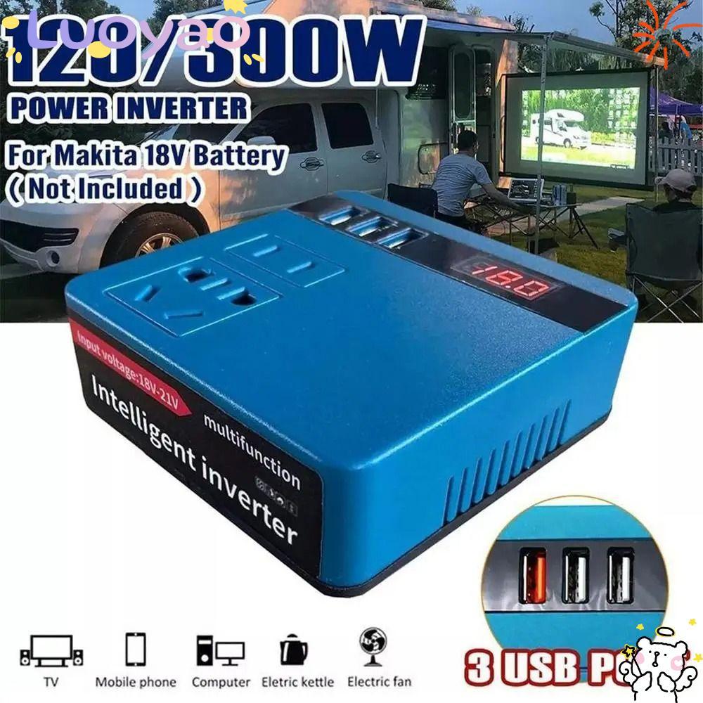 LUOYAO1 1Pcs Smart Transformer, Multifunctional 18V 20V To 220V Battery Inverter, Household Dual Plug 120W Outdoor Work Inverter For Makita For Dewalt For Milwaukee 18V Battery