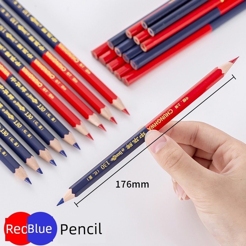 pensil warna pencil colour Pensil khas jenama Zhonghua, pensil merah dan biru, kepala ganda perubatan, warna kepala ganda perubatan, jururawat, pensil merah, suhu badan, lembaran, carta infrastruktur, lukisan, kerja kayu, pen dua warna, warna biru