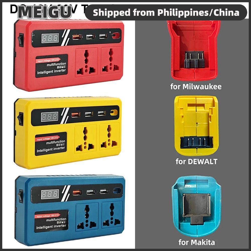 MEIGU 1Pcs Smart Transformer, 18v 20v To 220v Multifunctional Battery Inverter,  120W Household Dual Plug Outdoor Work Inverter For Makita For Dewalt For Milwaukee 18V Battery