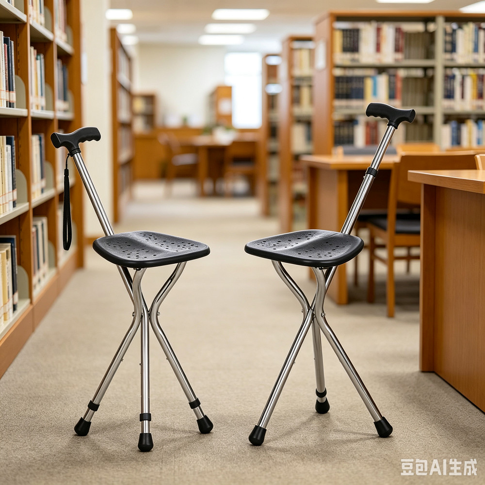 Walking Cane Stool Elderly Anti-slip Folding Walking Cane Chair、walking aid、 cane、tongkat orang tua、tongkat lipat、tongkat 4 kaki、Foldable stick for elderly、 kaki 4、拐杖椅子