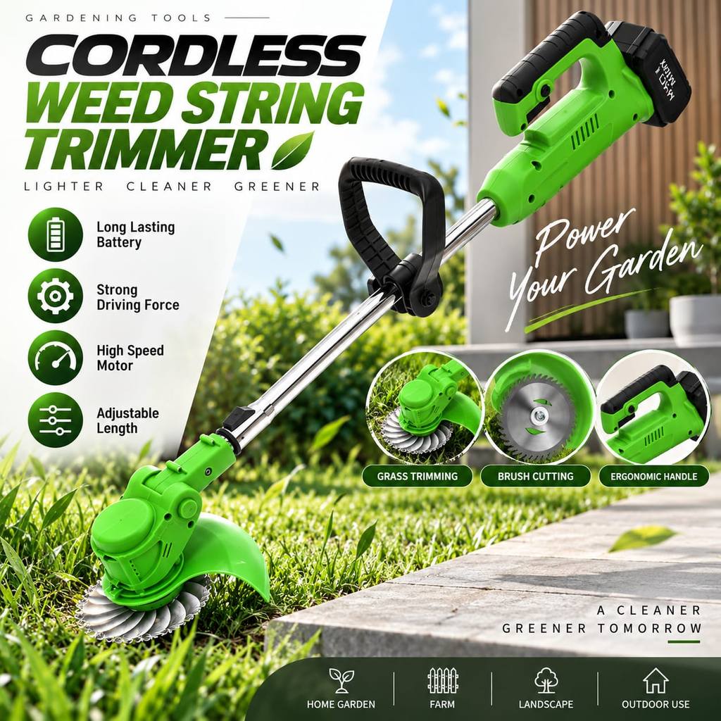 Electric Grass Trimmer Cutter Cordless Lawn Mower Garden Tools Mesin Potong Rumput Multi-Function Grass Cutter