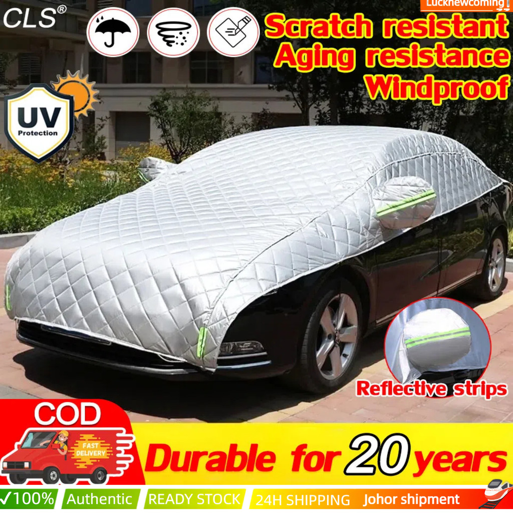 Half Car Cover Outdoor Sun Protection Resistant Waterproof RainDust UV Aluminum Film Suitable for SUV Sedan MVP Universa