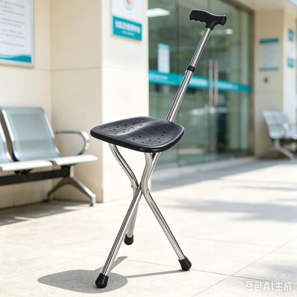 Walking Cane Stool Elderly Anti-slip Folding Walking Cane Chair &------&*&-*-**--*&---*-&&&*、walking aid、tongkat orang tua、tongkat lipat、tongkat 4 kaki、Foldable stick for elderly、 kaki 4、拐杖椅子
