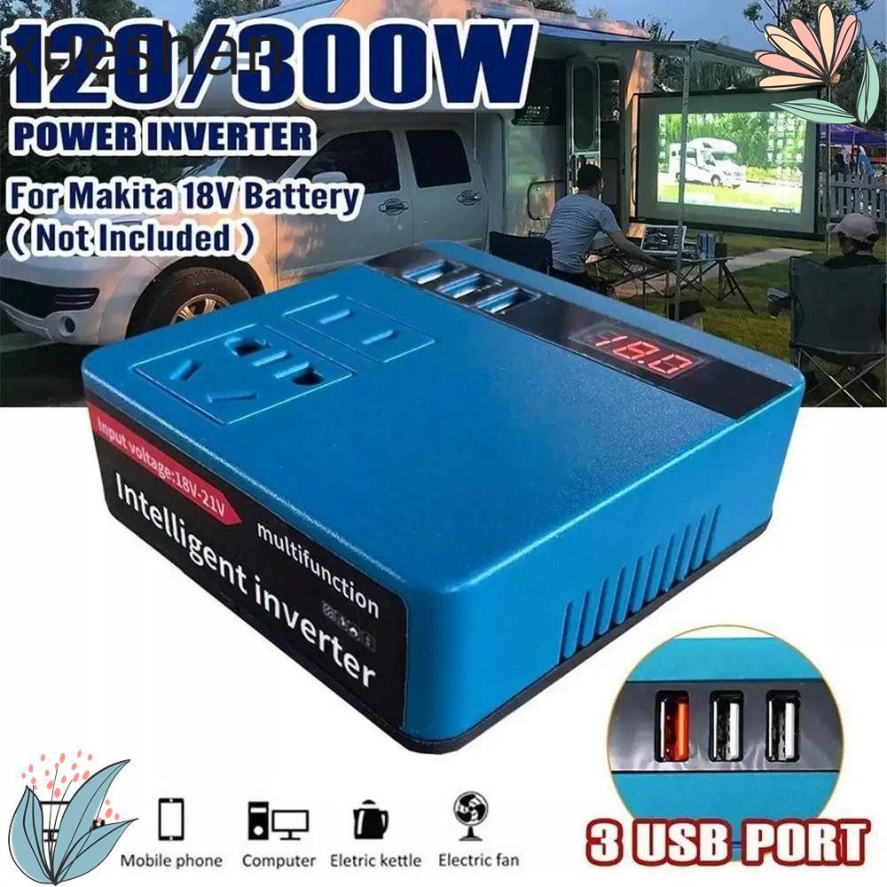 XUESHAN 1Pcs Smart Transformer, 18V 20V To 220V Dual Plug Battery Inverter, Household Multifunctional 120W Outdoor Work Inverter For Makita For Dewalt For Milwaukee 18V Battery