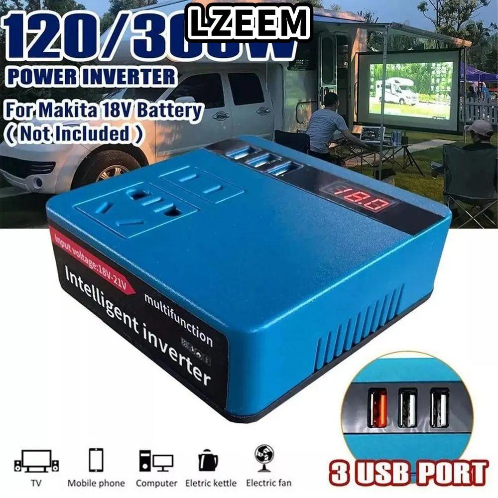 LZEEM 1Pcs Smart Transformer, Multifunctional Dual Plug Battery Inverter, 18V 20V To 220V Household 120W Outdoor Work Inverter For Makita For Dewalt For Milwaukee 18V Battery