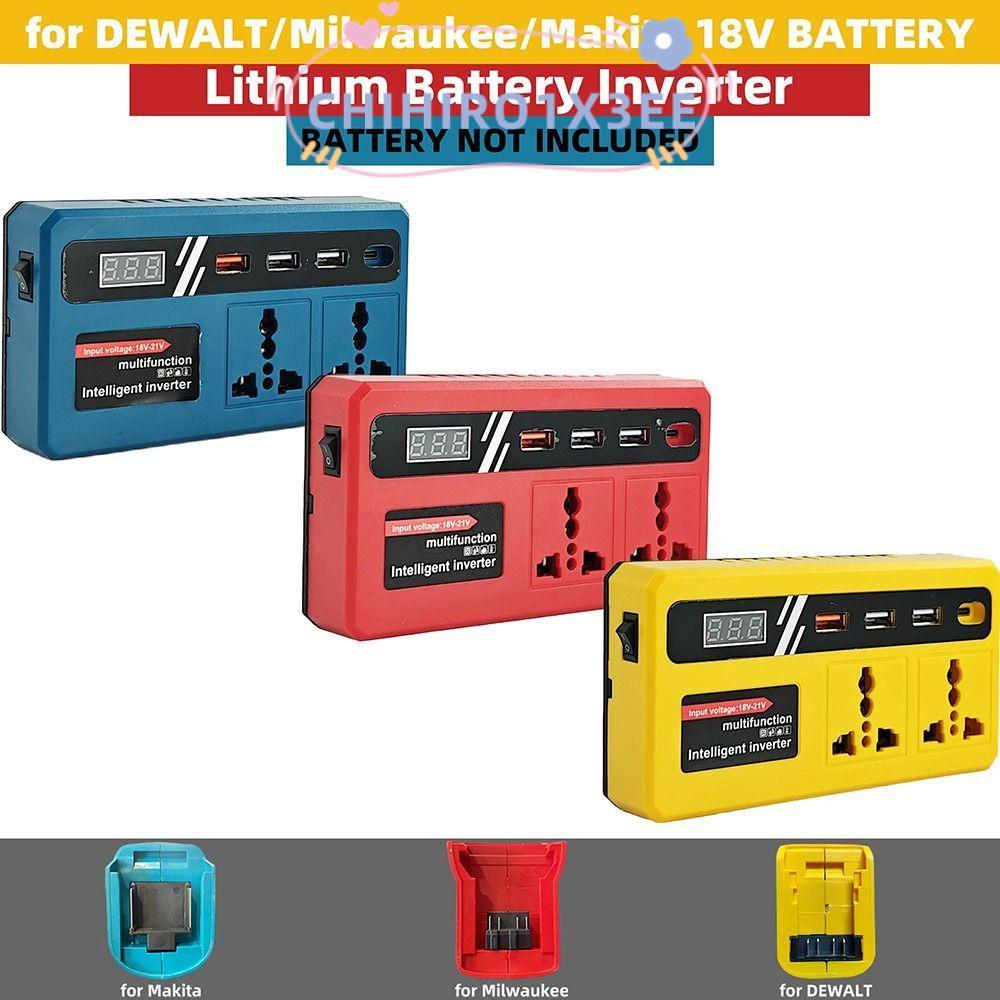CHIHIRO1X3EE 1Pcs Battery Inverter, 18v 20v To 220v Dual Plug Smart Transformer, Multifunctional Household 120W Outdoor Work Inverter