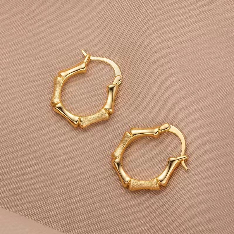 Emas 916 Subang / Emas 916 Anting-anting/Bamboo Earrings Ear Buckles Temperament Earrings gold 916