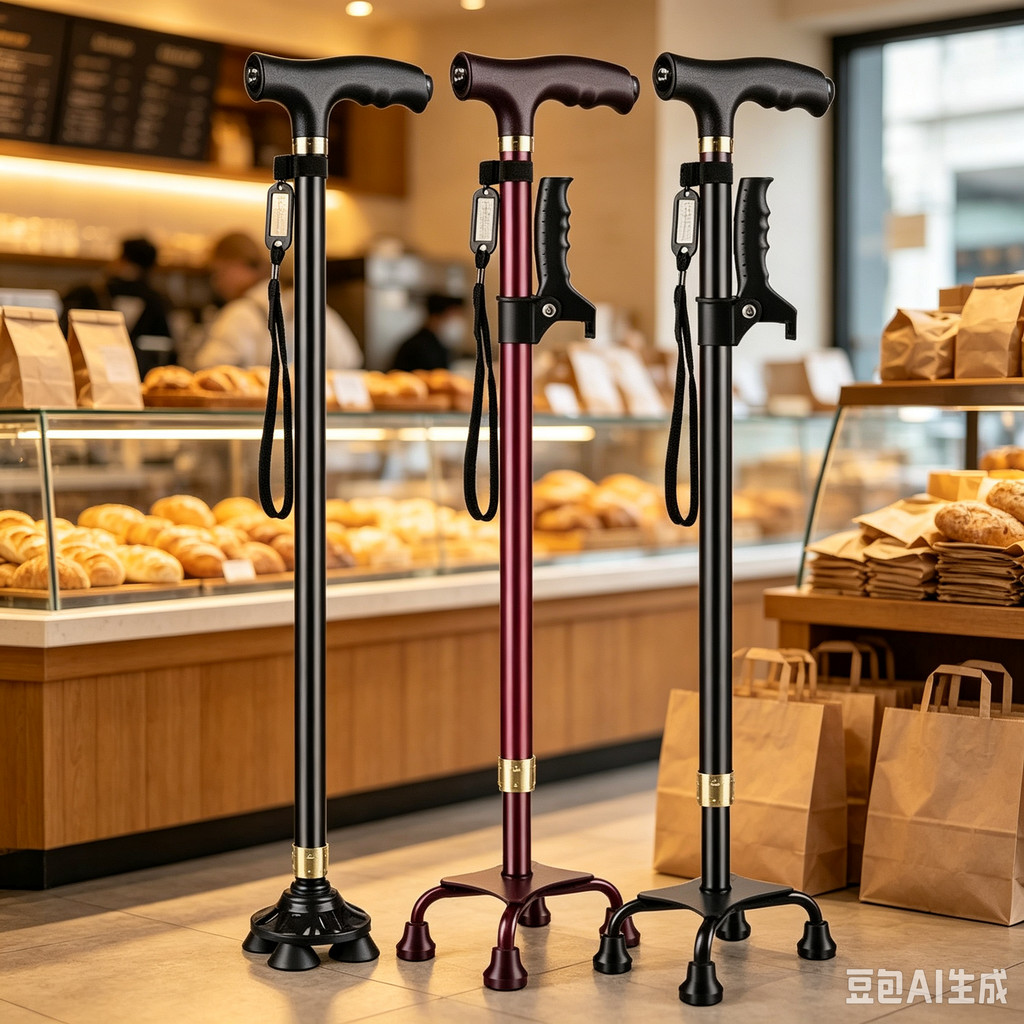 Elderly Crutches Shock-resistant Crutches Big Four-legged Cane、walking aid、walking cane、tongkat orang tua、tongkat lipat、 4 kaki、Foldable walking stick for elderly、tongkat kaki 4、拐杖椅子