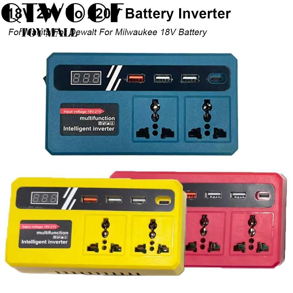 QTWOOF 1Pcs Battery Inverter, with 4 USB LED Socket 18v 20v To 220v Smart Transformer, Multifunctional Dual Plug 120W Outdoor Work Inverter