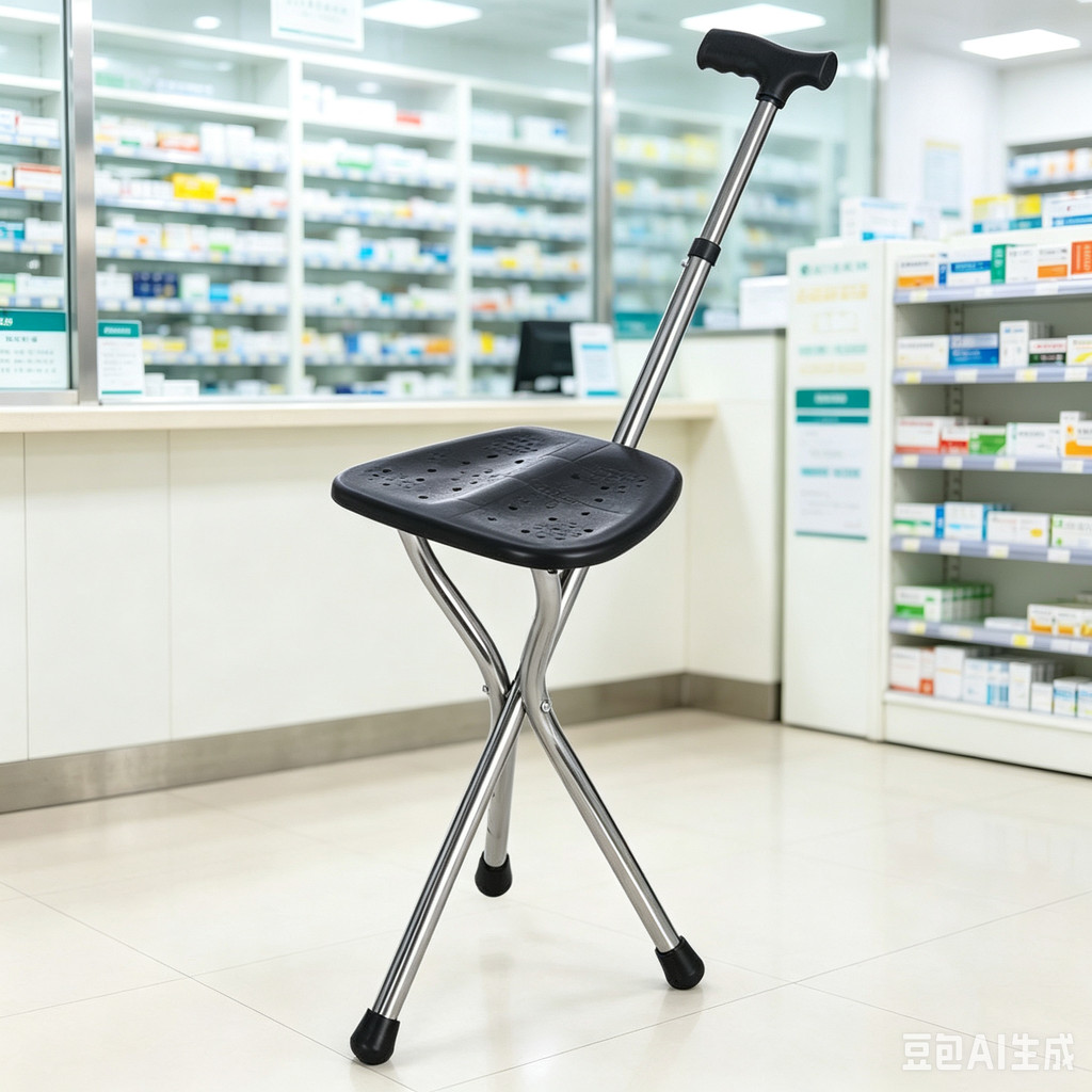 Walking Cane Stool Elderly Anti-Slip Folding Walking Cane Chair- & ** & -- ** &&&& * & - *、walking aid、tongkat orang tua、tongkat lipat、tongkat 4 kaki、Foldable stick for elderly、 kaki 4、拐杖椅子