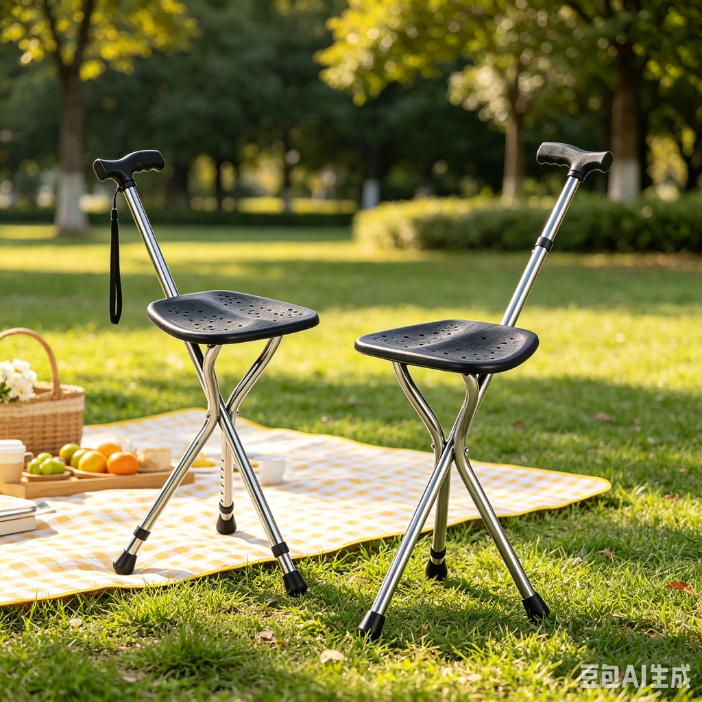 Walking Cane Stool Elderly Anti-slip Folding Walking Cane Chair & * - & ** & ** & - & - &&& * --- * - * && *、walking aid、tongkat orang tua、tongkat lipat、tongkat 4 kaki、Foldable stick for elderly、 kaki 4、拐杖椅子