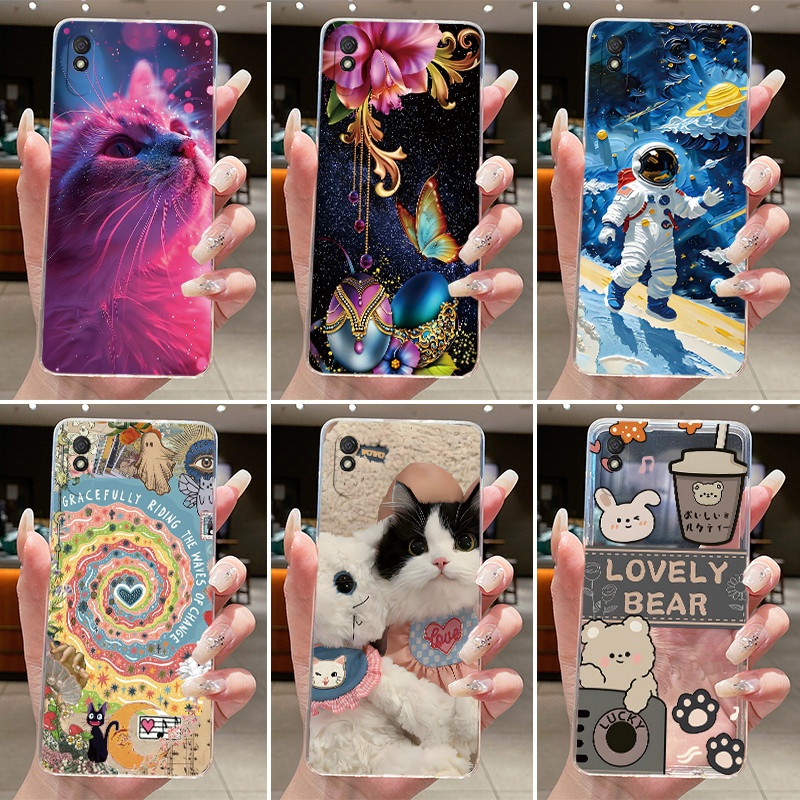 For Redmi 9A Sport Case Redmi9AT Clear Silicone Aesthetic Cute Cat Fashion Funny Shockproof Bumper Redmi 9AT 9A Phone Case Shell