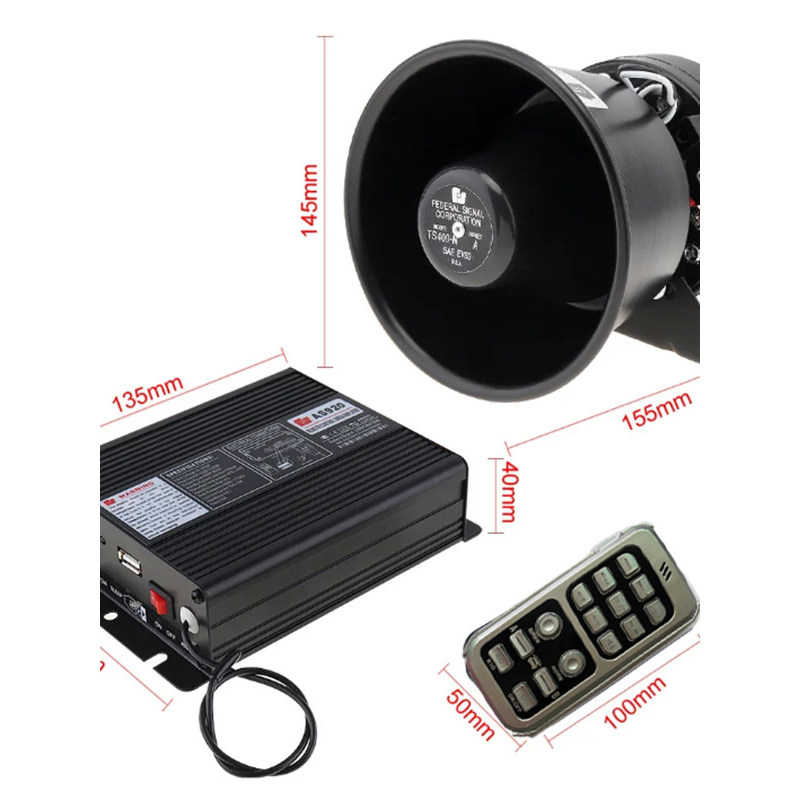 [Kualiti Tinggi] Siren Pembesar Suara Kereta Import untuk Penyelamat dan Kejuruteraan 12V24V Trak Tunda Tanpa Wayar Berkuasa Tinggi 600W L1H3