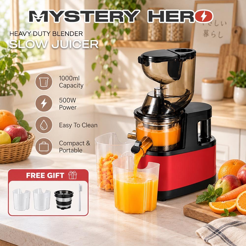 Mysteryhero Slow Juicer Machine 500W Heavy Duty Blender Cold Press Juicer Extractor Mesin Perah Jus Buah Sayur Segar