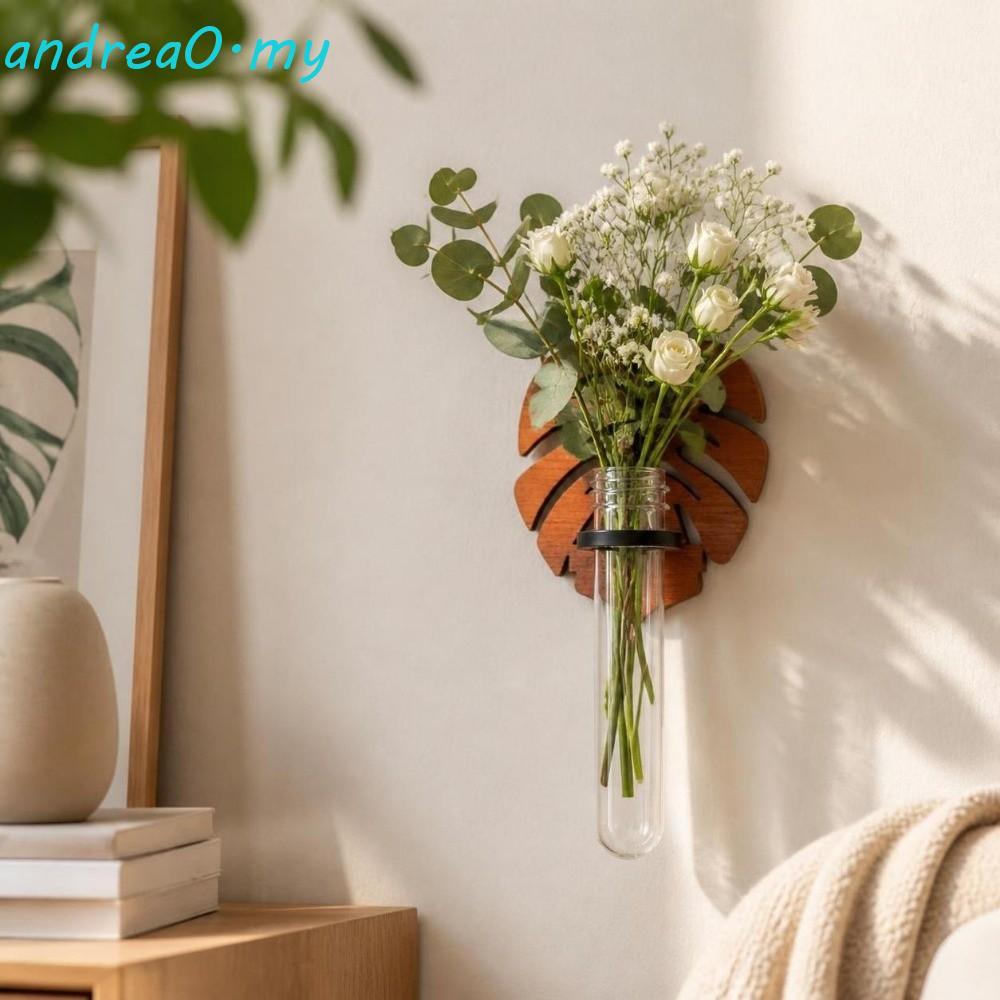ANDREA Hydroponic Planter Shelf, Wooden Home Ornaments Wall Mounted Planter, Minimalist Vase Leaf Shape Cloud Wall Decoration Home Decor