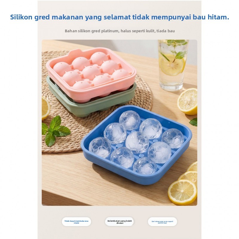 [Ice Tray / Acuan Ais] Acuan ais silikon gred makanan yang sedia digunakan, berbentuk bola sepak, mudah dikeluarkan, untuk wiski dan bir, dulang DIY - Dulang Silikon | Silicone Ice Tray | Acuan Aiskrim | Ice Cube Tray | Pembuat Ais