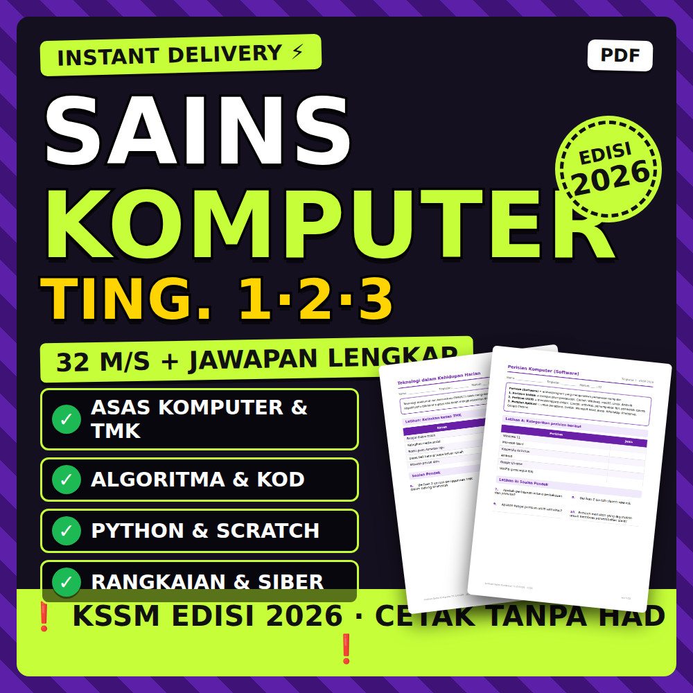 [INSTANT DELIVERY] Buku Latihan Sains Komputer Tingkatan 1-3 KSSM Algoritma Python Siber | Pelajar 2026