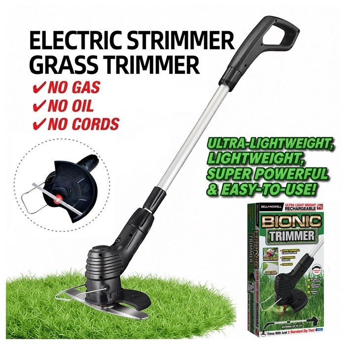 Bionic Wireless Grass Trimmer Handheld Lawn Mower Weed Cutter Adjustable Pole Mesin Potong Rumput Tanpa Wayar
