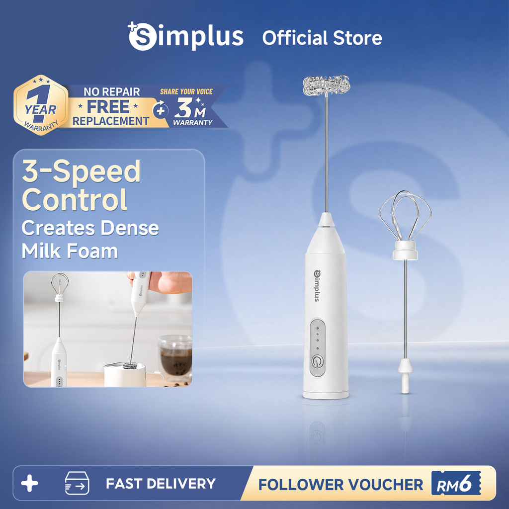 【New Launch】Simplus Wireless Electric Milk Frother & Egg Whisk丨Long-Lasting Battery丨304 Stainless Steel丨3 Speeds NPQH001