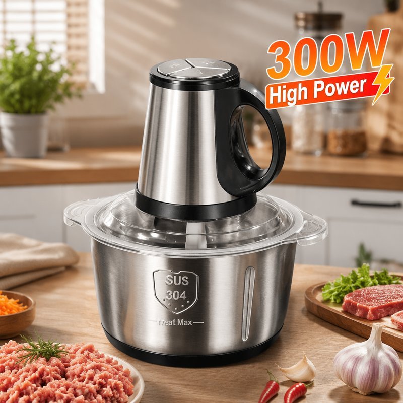 Electric Meat Grinder Food Chopper 2L 5L Stainless Steel Bowl 3 Speed 300W Mesin Kisar