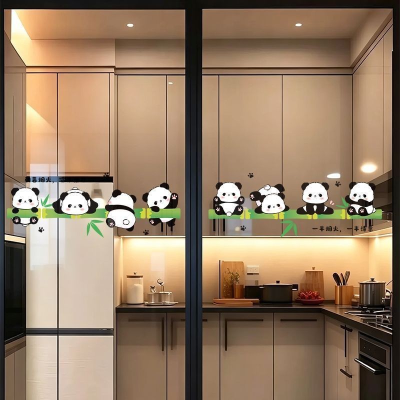 Kitchen Window Anti-Collision Prompt Stickers Non-Collision Prompt Stickers Non-Marking Removal Sliding Doors Non-Leaving Kitchen Window Static Decorative Stickers Panda Glass Door Anti-Collision Prompt Stickers Non @-