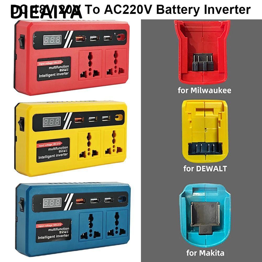 DIEAIYA 1Pcs Battery Inverter, with 4 USB LED Socket 18v 20v To 220v Smart Transformer, Household Multifunctional 120W Outdoor Work Inverter