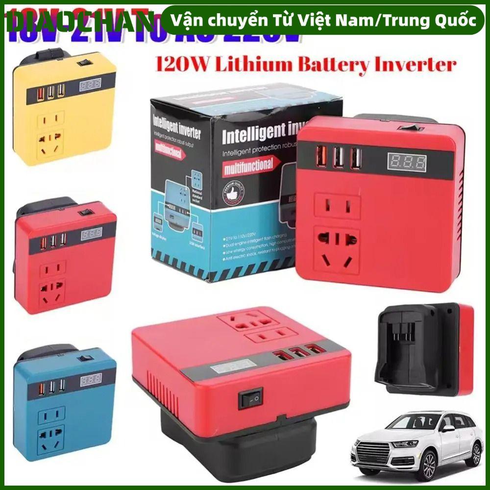 OMXILOYI 1Pcs Battery Inverter, 120W Multifunctional Smart Transformer, 18V 20V To 220V Household Dual Plug Outdoor Work Inverter For Makita For Dewalt For Milwaukee 18V Battery