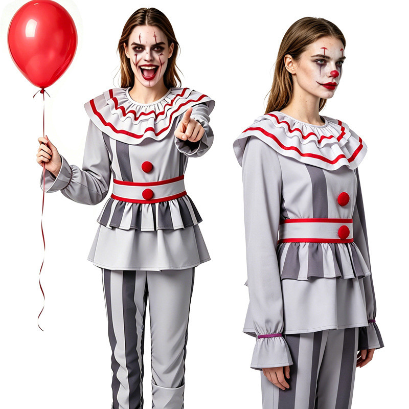 Women's Clown Resurrection Suit - Halloween Horror Haunted House Theme for Stage Performance