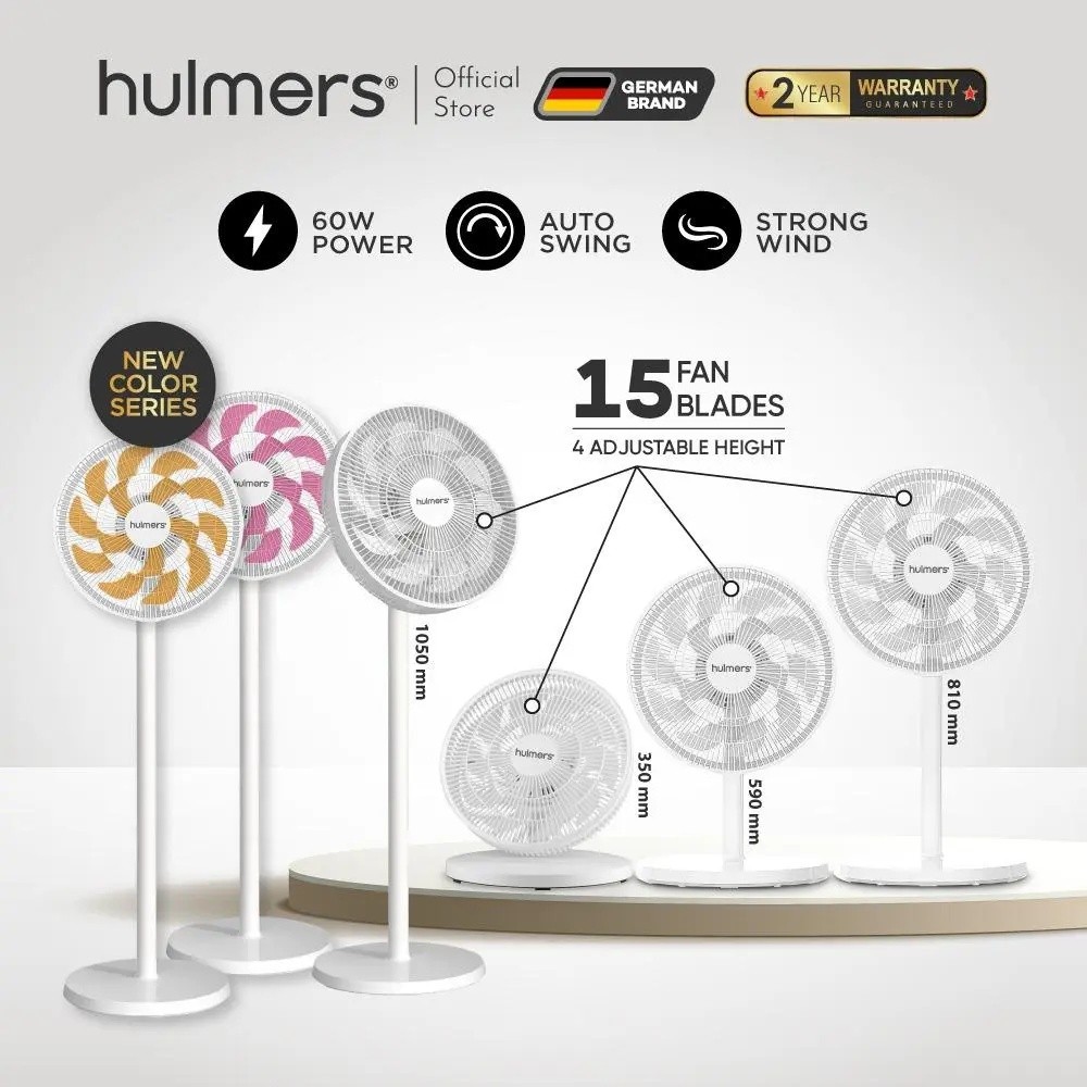 Hulmers - 15 Fan Blades Powerful 4 In 1 Electric Fan Adjustable Stand Fan Table Fan Strong Wind