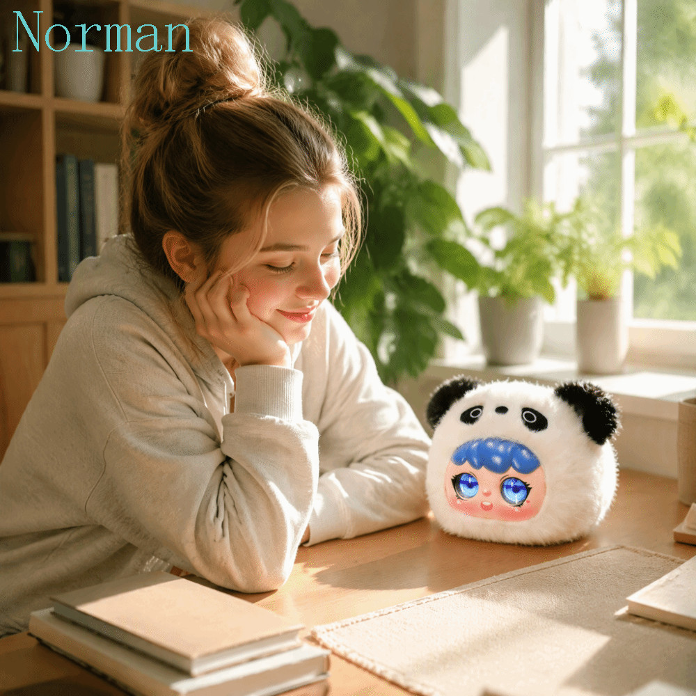 NORMAN AI Plush Companion Pendant, Cute Design Emotional Support Plush AI Cat Keychain, Interactive Talking Soft Plush Desk Buddy AI Cat Plush Toy Gift for Best