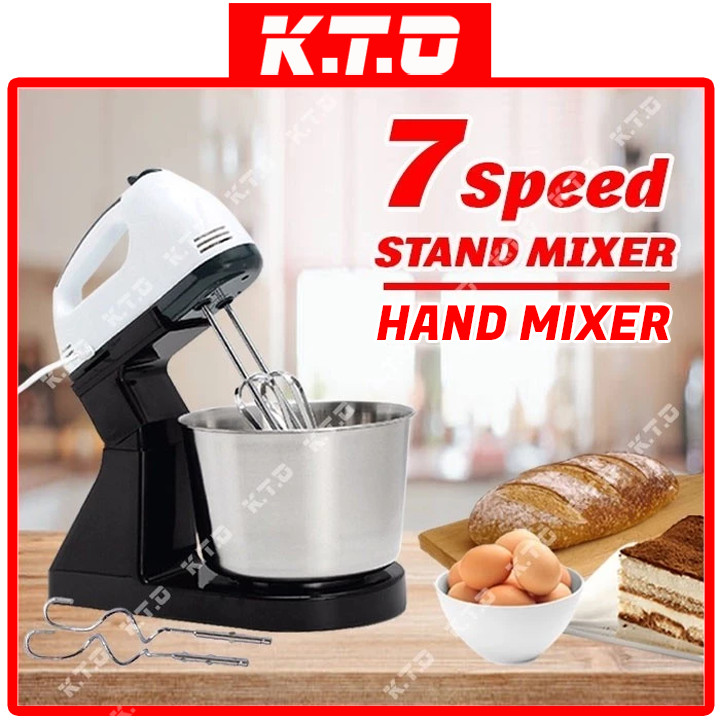 Electric Stand Mixer Hand Mixer Egg Beater 7 Speed Control Bowl Blender Baking Whisk Mesin Pengadul Uli Tepung